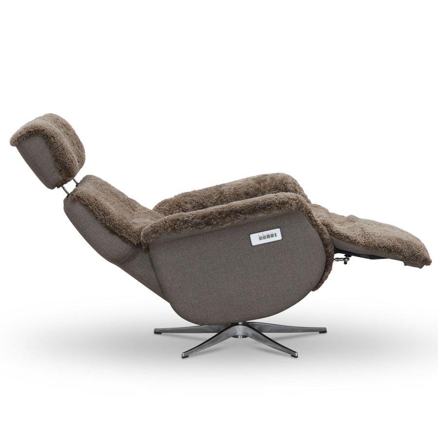 HAGA Lissabon recliner lnestol, m. 2 motorer - lysebrun freskind og metal