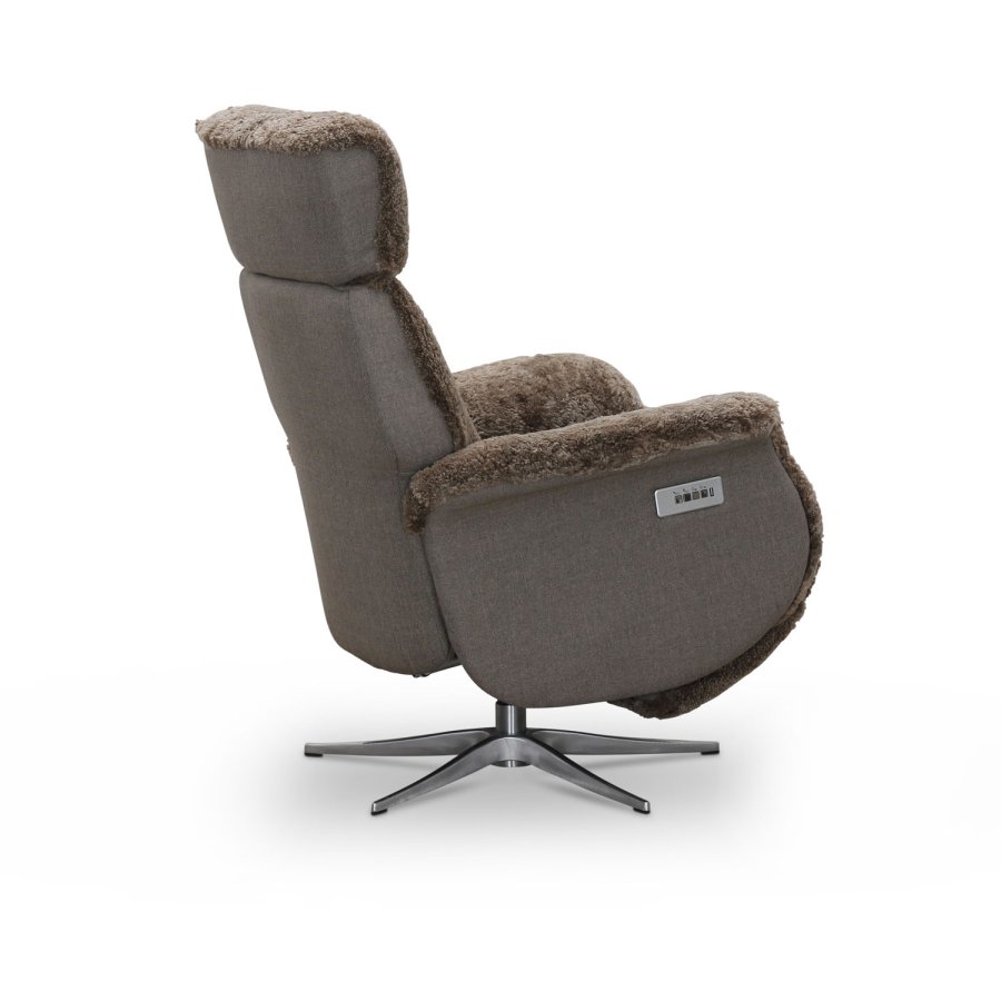 HAGA Lissabon recliner lnestol, m. 2 motorer - lysebrun freskind og metal