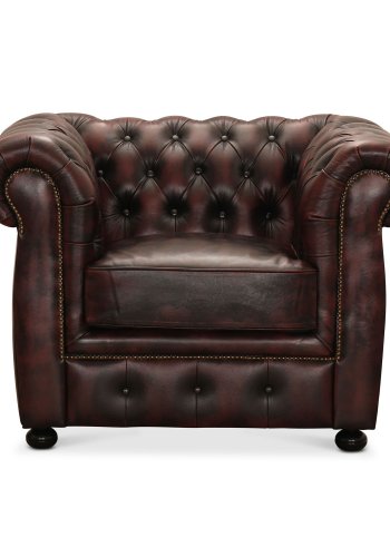 HAGA Liverpool chesterfield lnestol - oxblood lder og tr