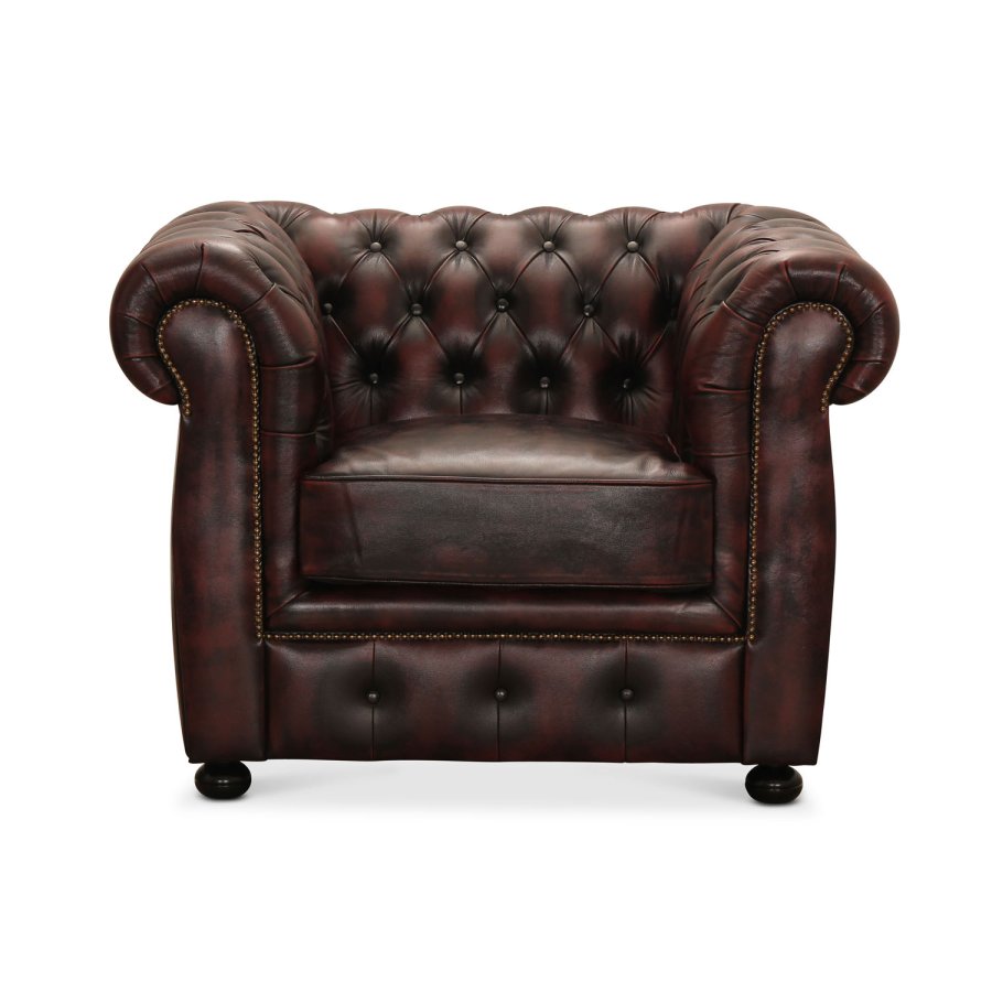 HAGA Liverpool chesterfield lnestol - oxblood lder og tr