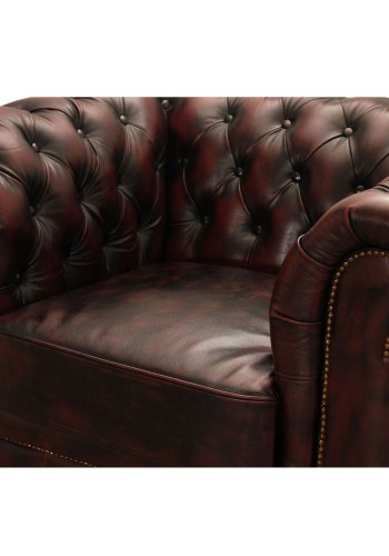 HAGA Liverpool chesterfield lnestol - oxblood lder og tr