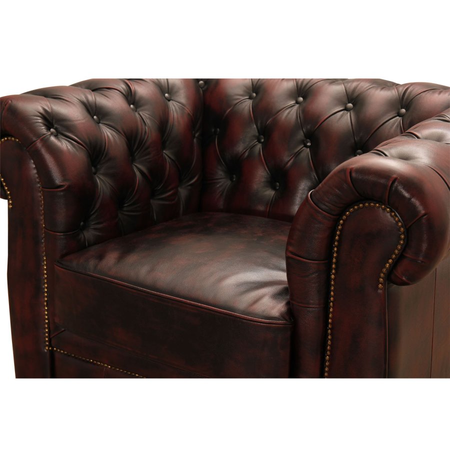 HAGA Liverpool chesterfield lnestol - oxblood lder og tr