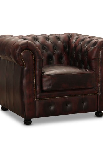 HAGA Liverpool chesterfield lnestol - oxblood lder og tr