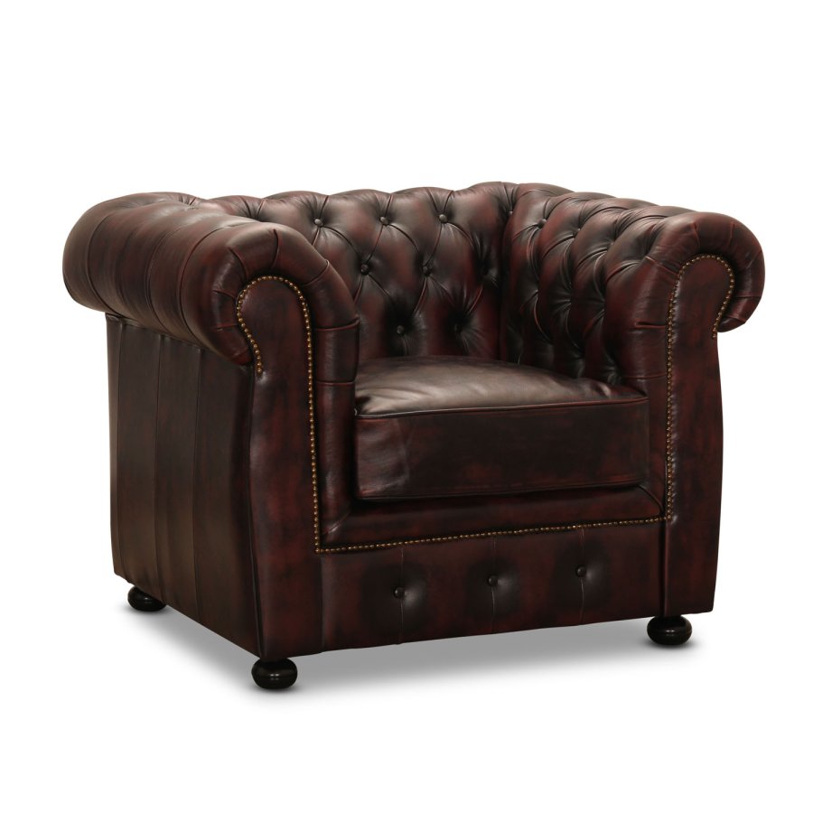 HAGA Liverpool chesterfield lnestol - oxblood lder og tr