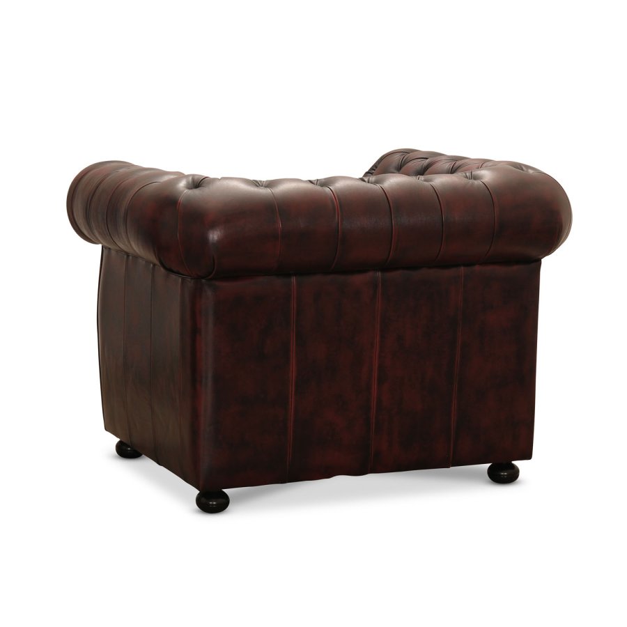 HAGA Liverpool chesterfield lnestol - oxblood lder og tr