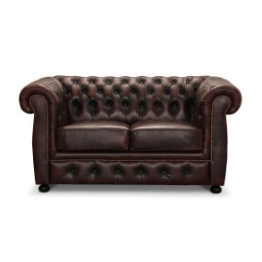HAGA Liverpool 2. pers. chesterfield sofa - oxblood lder og tr
