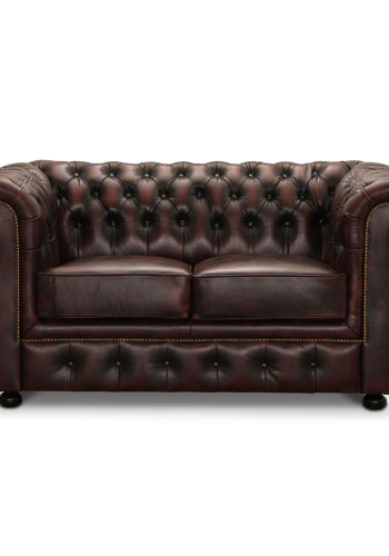 HAGA Liverpool 2. pers. chesterfield sofa - oxblood lder og tr
