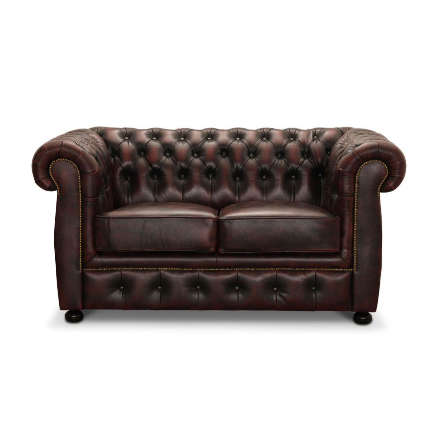 HAGA Liverpool 2. pers. chesterfield sofa - oxblood lder og tr