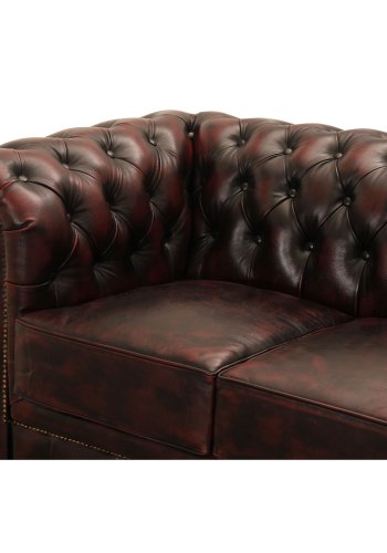 HAGA Liverpool 2. pers. chesterfield sofa - oxblood lder og tr