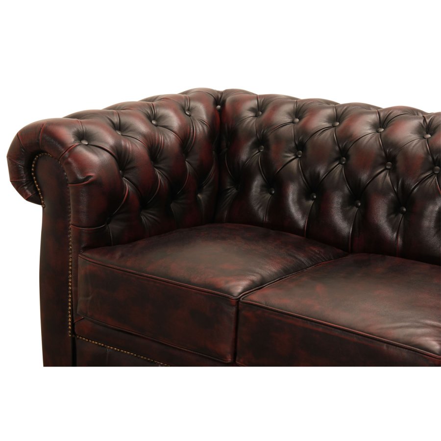 HAGA Liverpool 2. pers. chesterfield sofa - oxblood lder og tr