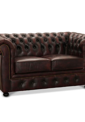 HAGA Liverpool 2. pers. chesterfield sofa - oxblood lder og tr
