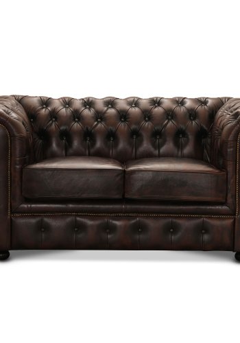 HAGA Liverpool 2. pers. chesterfield sofa - brun lder og tr