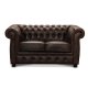 HAGA Liverpool 2. pers. chesterfield sofa - brun lder og tr