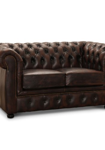 HAGA Liverpool 2. pers. chesterfield sofa - brun lder og tr
