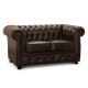 HAGA Liverpool 2. pers. chesterfield sofa - brun lder og tr