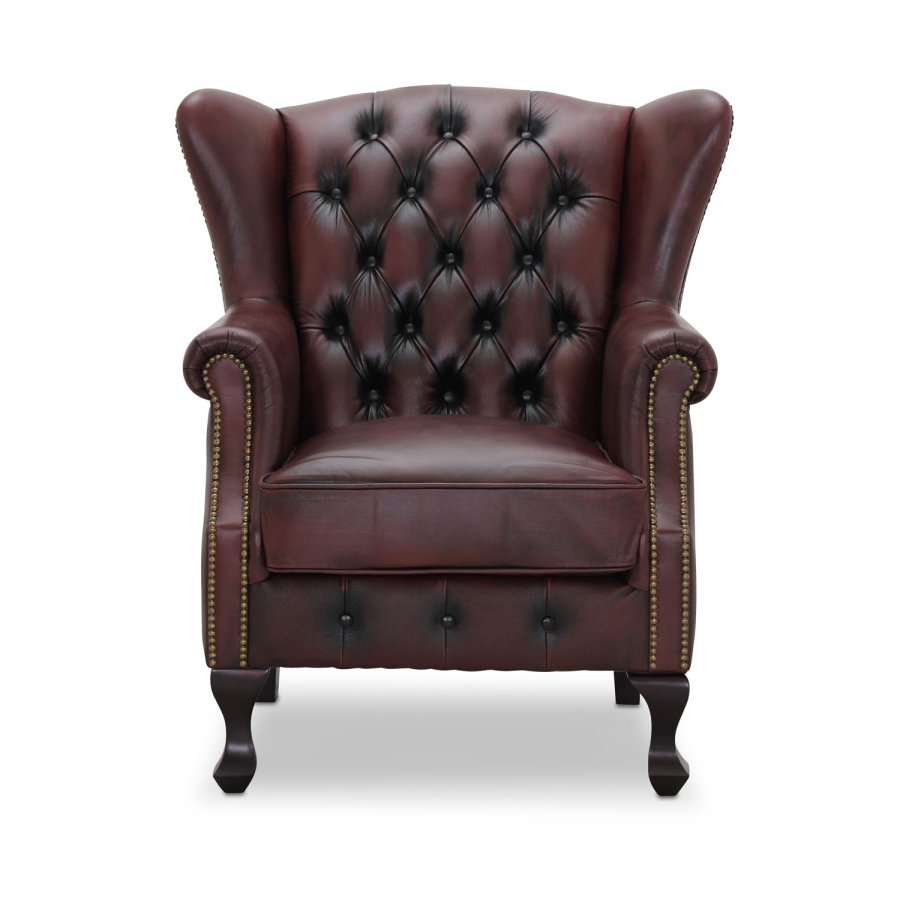 HAGA Aberdeen chesterfield lnestol - oxblood lder og tr