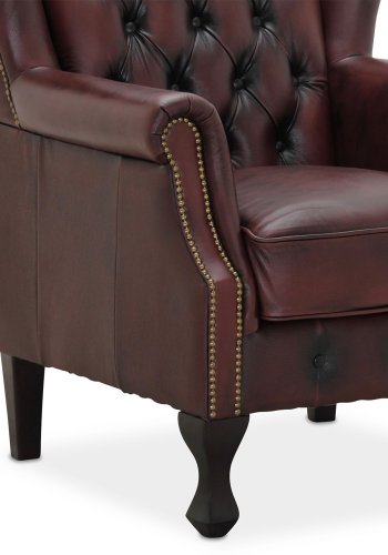 HAGA Aberdeen chesterfield lnestol - oxblood lder og tr