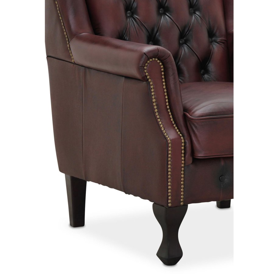 HAGA Aberdeen chesterfield lnestol - oxblood lder og tr