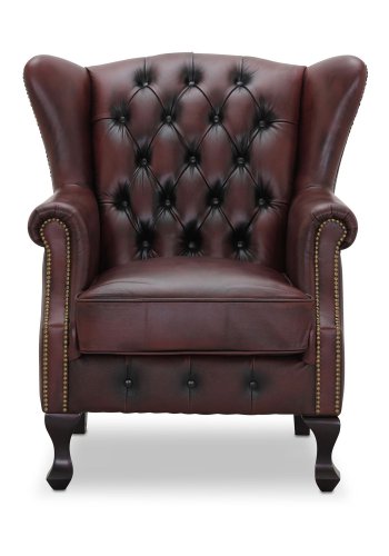 HAGA Aberdeen chesterfield lnestol - oxblood lder og tr