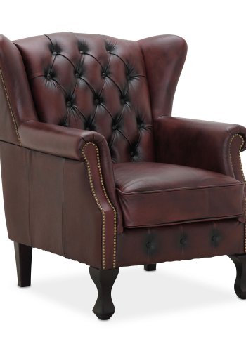 HAGA Aberdeen chesterfield lnestol - oxblood lder og tr
