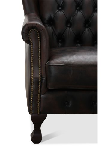 HAGA Aberdeen chesterfield lnestol - brun lder og tr