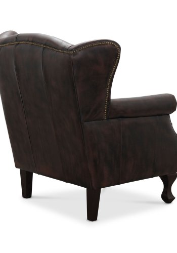 HAGA Aberdeen chesterfield lnestol - brun lder og tr