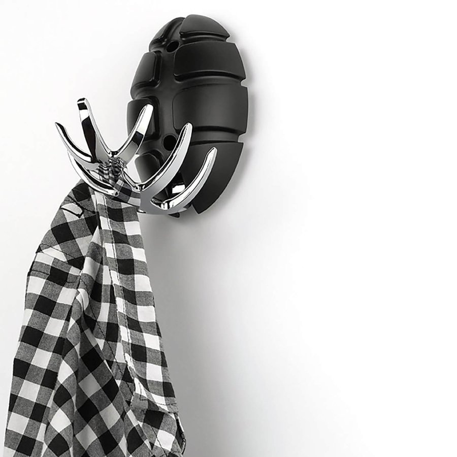 SPINDER DESIGN Bug knagerkke - sort plastik og slv stl 