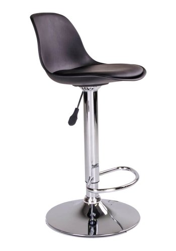 HOUSE NORDIC Trondheim barstol - sort kunstlder og plastik m. krom ben, m. fodsttte, hjdejusterbar