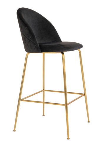 HOUSE NORDIC Lausanne barstol - sort velour og messing stl