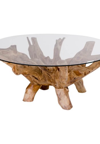 HOUSE NORDIC Amazonas sofabord - teaktr og glasbordplade, rund ( 110)