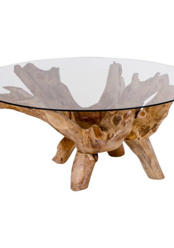 HOUSE NORDIC Amazonas sofabord - teaktr og glasbordplade, rund ( 110)