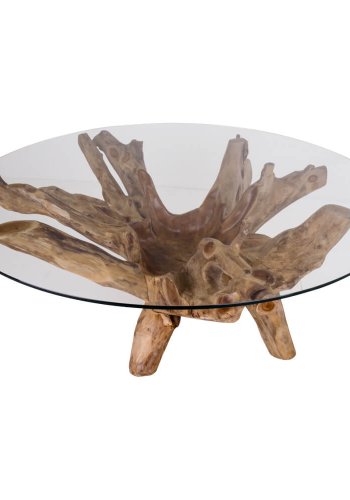 HOUSE NORDIC Amazonas sofabord - teaktr og glasbordplade, rund ( 110)