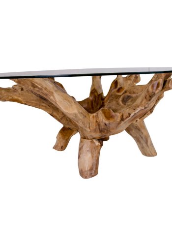 HOUSE NORDIC Amazonas sofabord - teaktr og glasbordplade, rund ( 110)