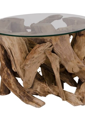 HOUSE NORDIC Grand Canyon sofabord - teaktr og glasbordplade, rund ( 60)