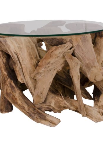 HOUSE NORDIC Grand Canyon sofabord - teaktr og glasbordplade, rund ( 60)