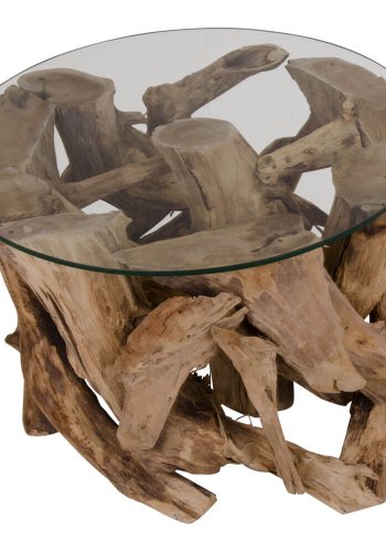 HOUSE NORDIC Grand Canyon sofabord - teaktr og glasbordplade, rund ( 60)