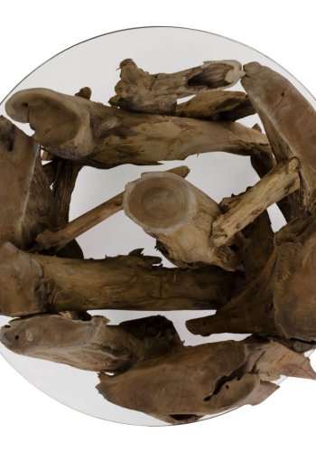 HOUSE NORDIC Grand Canyon sofabord - teaktr og glasbordplade, rund ( 60)