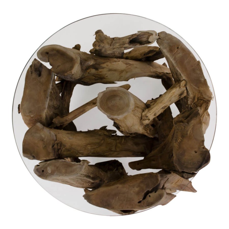 HOUSE NORDIC Grand Canyon sofabord - teaktr og glasbordplade, rund ( 60)