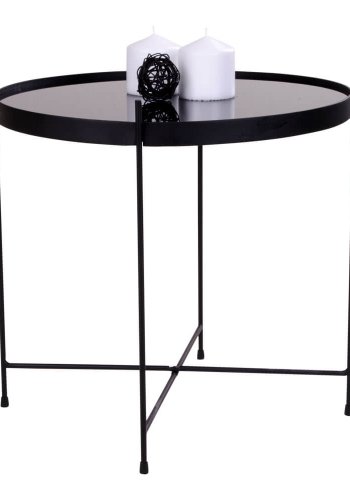 HOUSE NORDIC Venezia hjrnebord - glasbordplade og sort stl, rund ( 48)