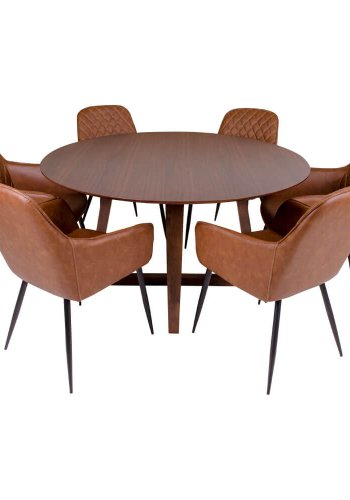 HOUSE NORDIC Hellerup spisebord - valnd og trstel, rund ( 137)