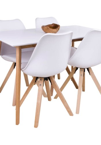 HOUSE NORDIC Vojens spisebord - hvid trplade og natur trben (120x70)