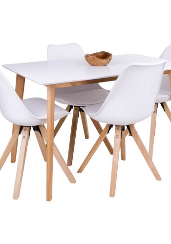 HOUSE NORDIC Vojens spisebord - hvid trplade og natur trben (120x70)