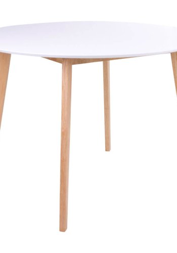 HOUSE NORDIC Vojens spisebord - hvid trplade og natur trben, rund ( 105)