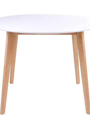 HOUSE NORDIC Vojens spisebord - hvid trplade og natur trben, rund ( 105)