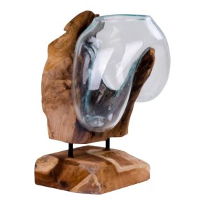 HOUSE NORDIC San Marino Vanddrbe skulptur - glas/natur teaktr (H:25)