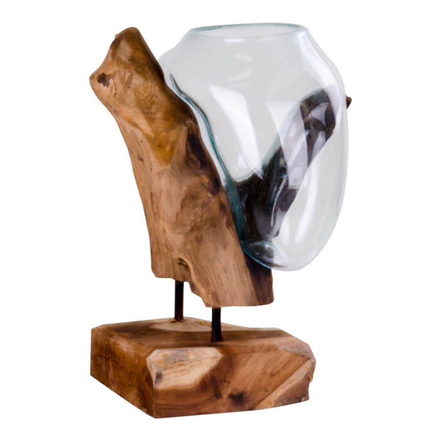 HOUSE NORDIC San Marino Vanddrbe skulptur - glas/natur teaktr (H:25)