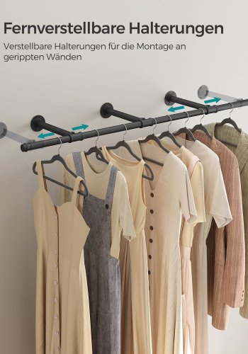 SONGMICS vgmonteret bjlestang til tj - sort stl (B:170cm)