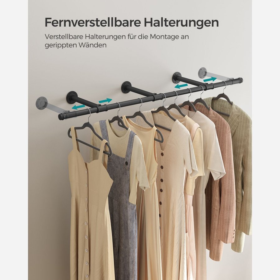 SONGMICS vgmonteret bjlestang til tj - sort stl (B:170cm)