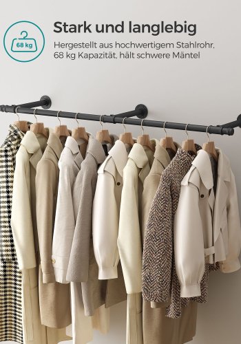 SONGMICS vgmonteret bjlestang til tj - sort stl (B:170cm)