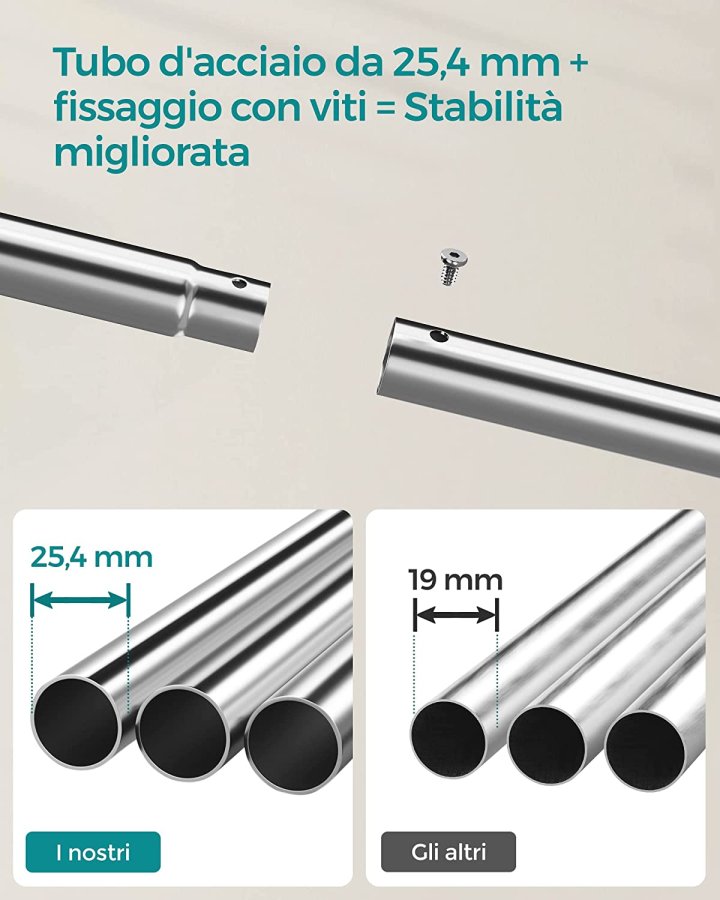 SONGMICS dobbelt tjstativ, m. 2 bjlestnger, 1 hylde, hjul - slv stl